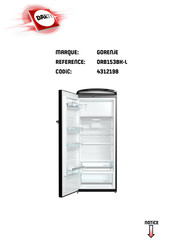 Gorenje ORB153BK-L Notice D'utilisation Detaillee