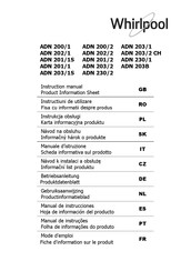 Whirlpool ADN 203B Mode D'emploi