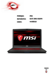 MSI GV72 8RE-050FR Manuel D'utilisation