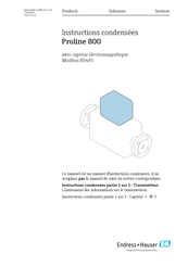 Endress+Hauser Proline Promag 800 Instructions Condensées