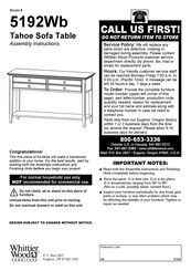 Whittier Wood Furniture Tahoe 5192Wb Instructions D'assemblage