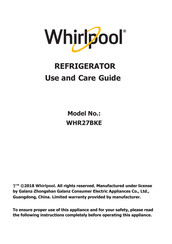 Whirlpool WHR27BKE Guide D'utilisation Et D'entretien