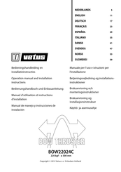 Vetus BOW22024C Manuel D'utilisation Et Instructions D'installation