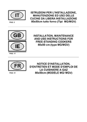 Bertazzoni FTR855GXV/24 Notice D'installation, D'entretien Et Mode D'emploi