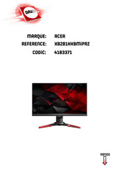 Acer XB281HKBMIPRZ Guide Utilisateur