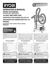 Ryobi PWV201B Manuel D'utilisation