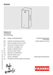 Franke RODAN 2030062868 Notice De Montage Et De Mise En Service