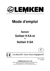 LEMKEN Solitair 9 SA Mode D'emploi