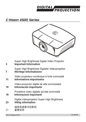 Digital Projection E-Vision 4500 Serie Informations Importantes