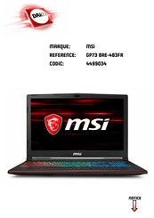 MSI GP73 8RE-483FR Manuel D'utilisation