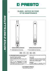 Presto 27814 DL800S Notice D'installation