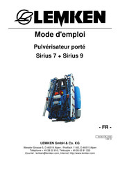 LEMKEN Sirius 9 Mode D'emploi