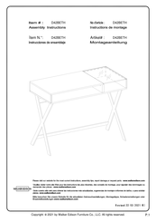 Walker Edison D42BETH Instructions De Montage