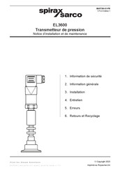 Spirax Sarco EL3600 Notice D'installation Et De Maintenance