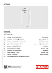 Franke RODX625 Notice De Montage Et De Mise En Service