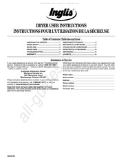 Inglis IP72001 Instructions Pour L'utilisation