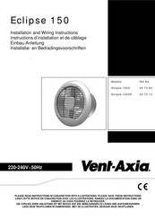 Vent-Axia Eclipse 150X Instructions D'installation Et De Câblage