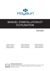 Kaysun KPDA-52 DVR15 Manuel D'installation Et D'utilisation