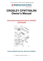 Crosley CFW7700LR0 L'utilisation Et L'entretien