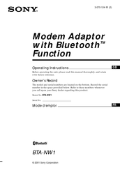 Sony BTA-NW1 Mode D'emploi