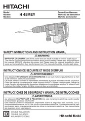 Hitachi H 45MEY Instructions De Sécurité Et Mode D'emploi