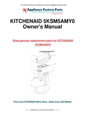 KitchenAid 5KSM5AMY0 Mode D'emploi