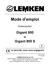 LEMKEN Gigant 800 S Mode D'emploi