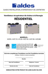 aldes H95-TRG Guide D'installation, D'opération Et De L'entretien