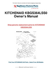 KitchenAid KBGS292LSS Instructions D'installation Et Guide D'utilisation Et D'entretien