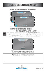 Venmar AVS ERV CONSTRUCTO 2.0ES Guide De L'utilisateur