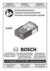 Bosch GLR225 Consignes De Fonctionnement/Sécurité