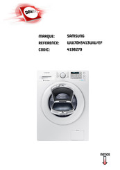 Samsung WW70K5413WW/EF Manuel D'utilisation