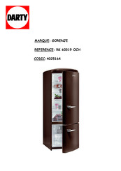 Gorenje RK 60319 OCH Notice D'utilisation