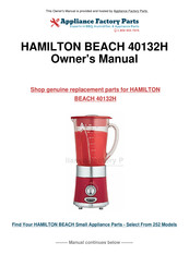 Hamilton Beach 40132H Guide De L'utilisateur