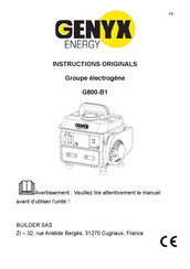 GENYX ENERGY G800-B1 Instructions Originales