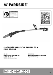 Parkside PAHE 20-Li D4 Traduction Des Instructions D'origine