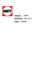 Candy CDC 120 X Mode D'emploi