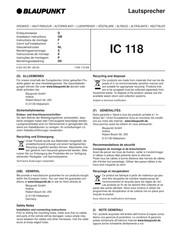 Blaupunkt IC 118 Instructions De Montage