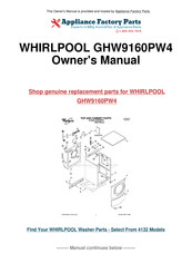 Whirlpool Duet GHW9160PW4 Guide D'utilisation Et D'entretien