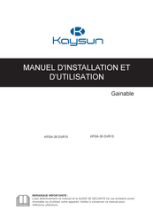 Kaysun KPDA-35 DVR15 Manuel D'installation Et D'utilisation