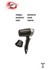 Remington Travel Dryer 1400 D2400 Mode D'emploi