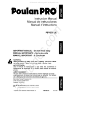 Poulan Pro PBV200 LE Manuel D'instructions