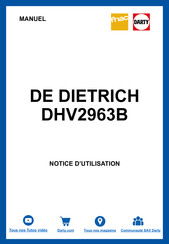 De Dietrich DHV2963B Prescriptions De Montage Et Mode D'emploi