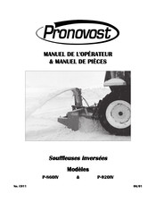 pronovost P-920IV Manuel De L'opérateur & Liste Des Pieces