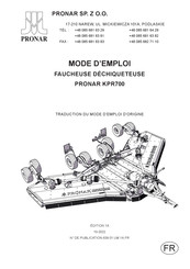 PRONAR KPR700 Mode D'emploi