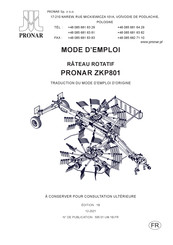 PRONAR ZKP801 Mode D'emploi