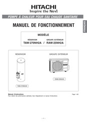 Hitachi TAW-270NH2A Manuel De Fonctionnement