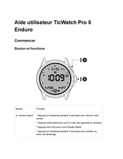 Ticwatch Pro 5 Enduro Aide-Mémoire D'utilisation