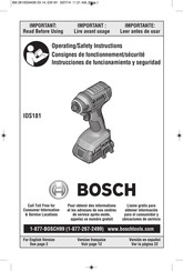 Bosch IDS181 Consignes De Fonctionnement/Sécurité