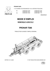 Pronar T386 Mode D'emploi